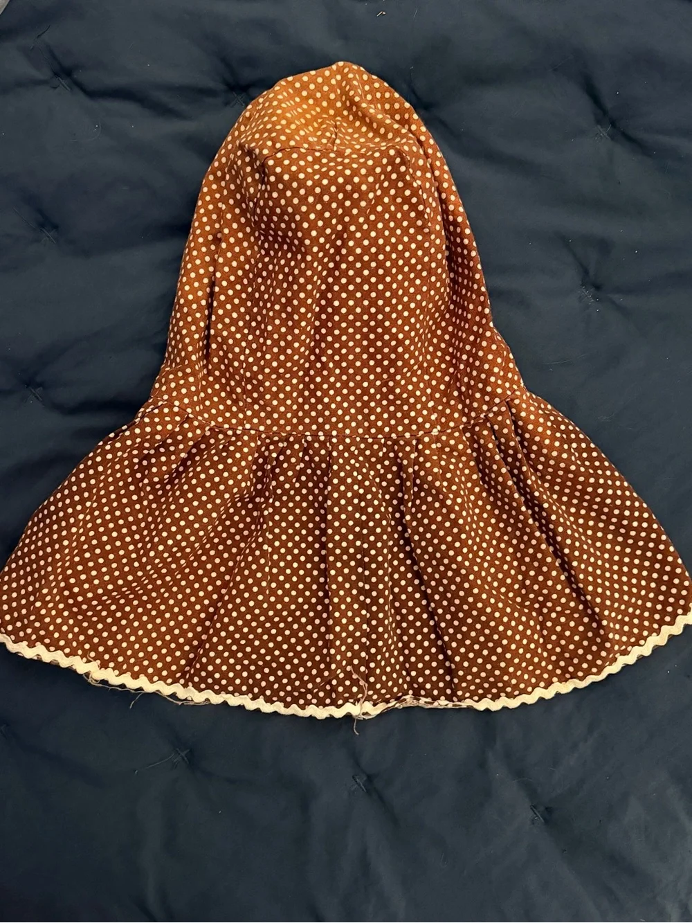 Vintage Blender Cover with Doll Like Face and Brown Polka Dot Dress
